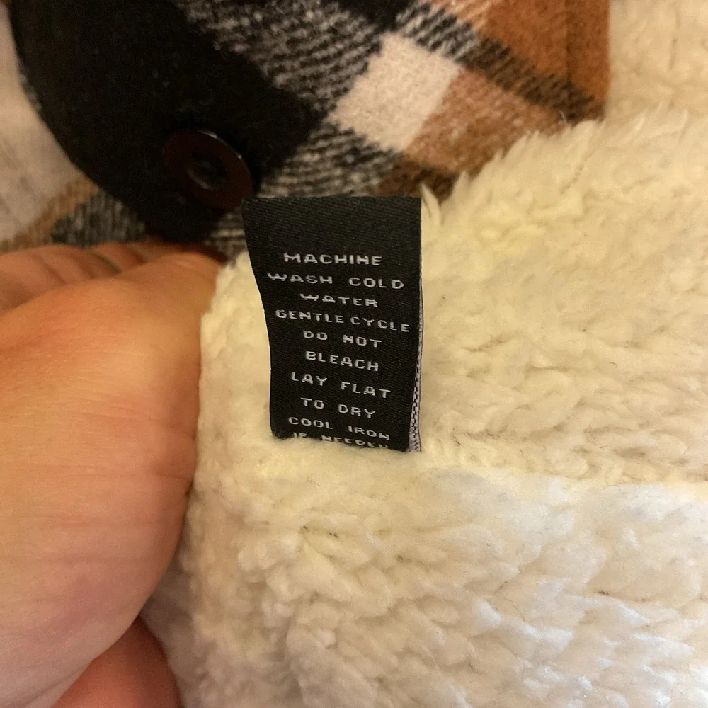 RSQ Brown Black Flannel Sherpa Jacket, Men's Small NWT